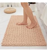 Ruggnovea Small Bath Mat 24x17 Non Slip Absorbent Bathroom Rug for Sink & Shower Thick Washable B...