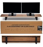 ULTRARM Moodular Wooden Monitor Stand 45.6” (116cm) Large Desk Organizer with Metal Slide Rails f...