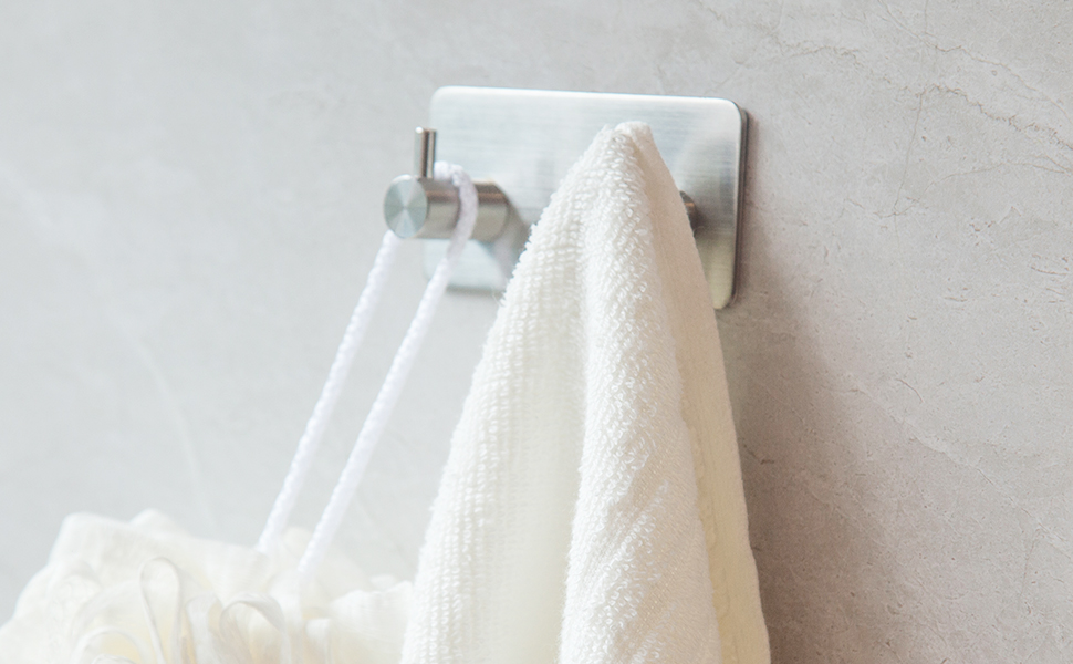 Adhesive Towel Hooks for Bathrooms Brushed Nickel Stick On Wal Hooks