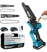 GARTOL Mini Chainsaw, 8” & 6” Electric Chainsaw Cordless with 2×20V Batteries & Charger, Battery ...