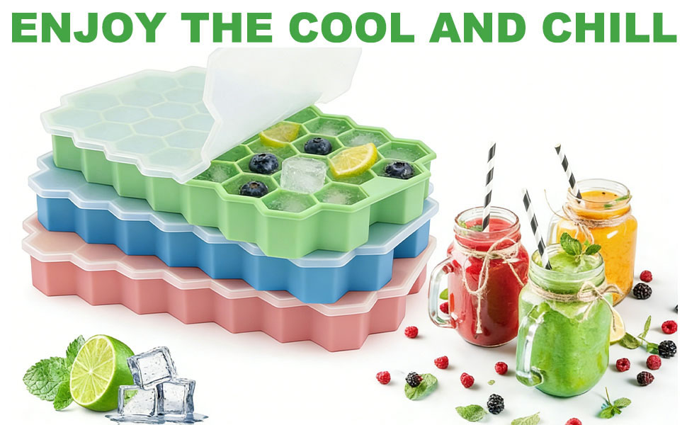 Ice Cube Trays Silicone Ice Cube Mold with Lid-37 Grid
