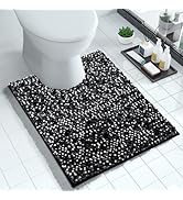 Yimobra Luxury Chenille U-Shaped Toilet Rug, Super Soft Shaggy Contour Bath Mat for Bathroom Floo...