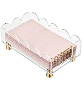 Segbeauty 8.7x5.1x2.4in Scalloped Acrylic Rectangle Tissue Tray, Clear Plastic Cocktail Napkin Ho...
