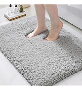 Ruggnovea Bathroom Rugs Grey 17x24 Machine Washable Bath Mat for Bathroom Floor Thick Fluffy Abso...