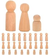 NUOBESTY Unfinished Wooden Peg Dolls - 30 Pack Peg Dolls for Painting, Craft Art Projects,Men Wom...