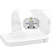 6 Pack Clear Plastic Serving Trays for Party - Plastic Tray 12.75 by 8.25 in - Heavy Duty Plastic...