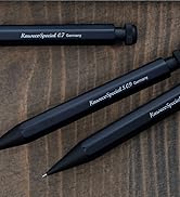 Text reads 'Forever/Special G2 Germany'. Multiple views of black writing instruments on dark wooden surface.