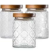 Adodeen 3-Pack 24oz Glass Jar With Airtight Lid,Kitchen Canisters For Countertop,Coffee Sugar Con...