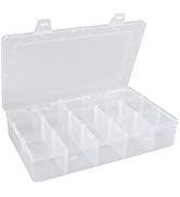 Hlotmeky Plastic Organizer Box 15 Large Grids Clear Container with Dividers Bead Organizer Jewelr...