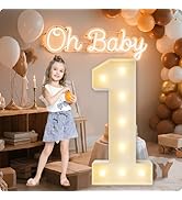 HXWEIYE Large marquee numbers 1, 3FT Big Light Up Number with light, Mosaic Balloon Frame, Pre-Cu...