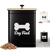 Dog Food Container 5-10 lb - 25 Cups Airtight Dog Food Storage Container with Bamboo Lid - Metal ...