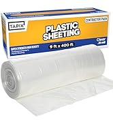 Plastic Sheeting (9' x 400') Long - High Density Painters Plastic Sheeting Roll in Box with Dispe...