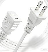 15ft White Extension Cord 125V 10A 1250W Slim Design, 2-Prong Polarized Plug