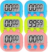 ZILLEEN 6 Pack Kitchen Timers for Cooking Digital Classroom Timers for Teachers Kids Blue Green Pink