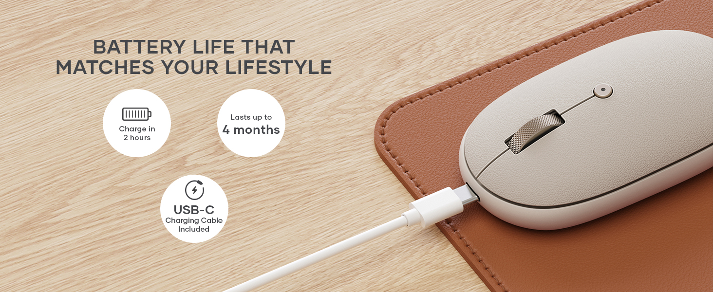 Satechi Compact OntheGo Bluetooth Mouse with USB C Rechargeable Battery, Connect up 3 Devices