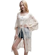 RIIQIICHY Women’s Bathing Suit Cover up Bikini Swimsuit Lace Kimono Beach Dress