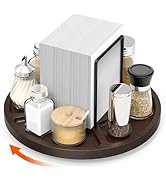 FODIENS Napkin Holder for Table, Rotating Napkin Dispenser with Salt and Pepper Shakers Storage, ...