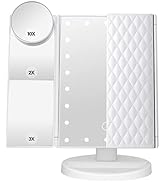 DenCert Makeup Mirror Vanity Mirror with Lights 1X 2X 3X 10X Magnification, Lighted Makeup Mirror...