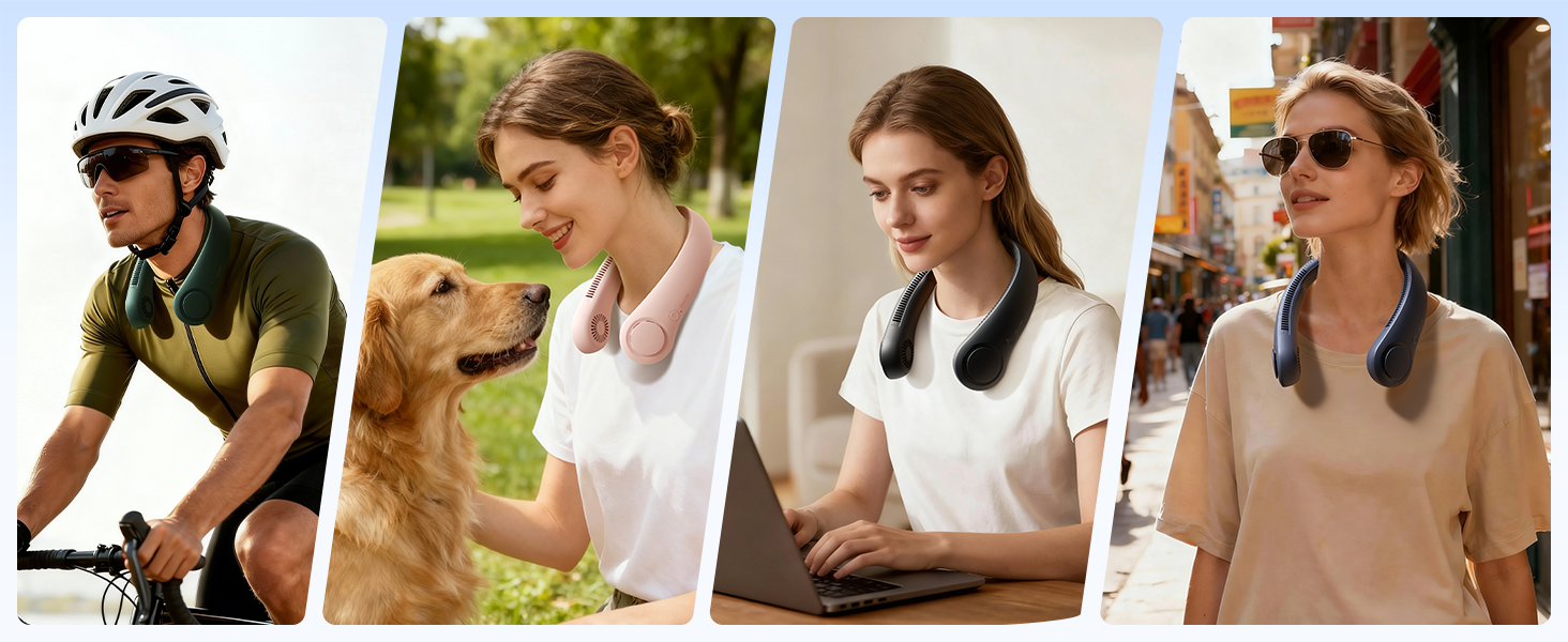 Beat the heat with a hands-free neck fan—wearable cooling, portable comfort