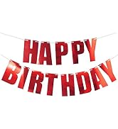 Glossy Red Happy Birthday Metallic Banner Signs for Funny New Years Birthday Supplies Decoration ...