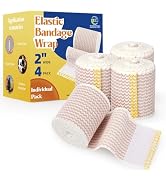 ZJCCTO 4 Pack Elastic Bandage Wrap | 2" Medical Bandage Wrap with Hook-and-Loop Fasteners on Both...