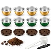 Sendoger G4 40ml to 230ml Aluminum Reusable Coffee Pods, 8-Pack with 4 Brown Silicone Lids, Four-...