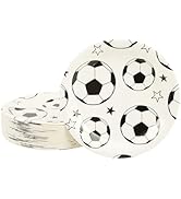 PUEVENYI 50PCS Soccer Party Paper Plates - 7Inch Round Soccer Dessert Plates for Cake Fruit Salad...
