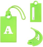 Vigorport Initial Luggage Tags for Suitcase, 3 Pack Bright Silicone Bendable Tags with Privacy Na...