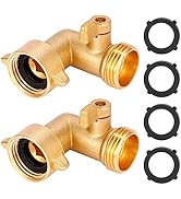Sanpaint 90 Degree Garden Hose Elbow with Shut Off Valve 2 Pack, 3/4" Heavy Duty Hose Adapter wit...