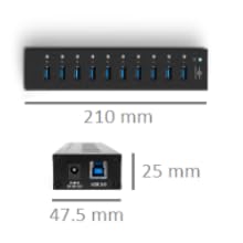 10-Port, USB 3.0, Aluminum, Data/Charging, BC 1.2, 1.5A, 60W, wall/desk/DIN mount, EnergyEfficiency6