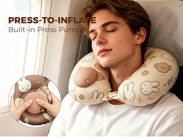 Miffy Press-to-Inflate Travel Pillow