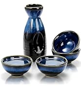 Goaste 5 Pieces Ceramic Sake Set, Kiln-Change Japanese Style Sake Cups, Traditional Pottery Sake ...