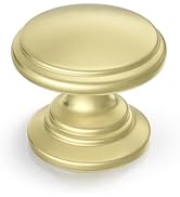 Goldenwarm 10 Pack Cabinet Knobs Brushed Gold Cabinet Knobs Round Gold Drawer Pulls Zinc Alloy Ha...