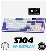 RK ROYAL KLUDGE S104 Wireless Mechanical Keyboard w/Screen & Knob, Tri-Mode 101 Keys Full Size To...