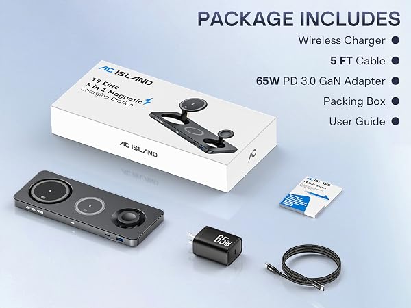 AC ISLAND 5-in-1 Qi2.2 Wireless Charger for MagSafe, 25W Foldable Magnetic Stand Charging Station