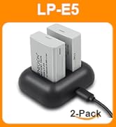 LP-E5 ENEGON Replacement Battery (2-Pack) and Rapid Dual Charger for Canon LP-E5 and Canon EOS Re...