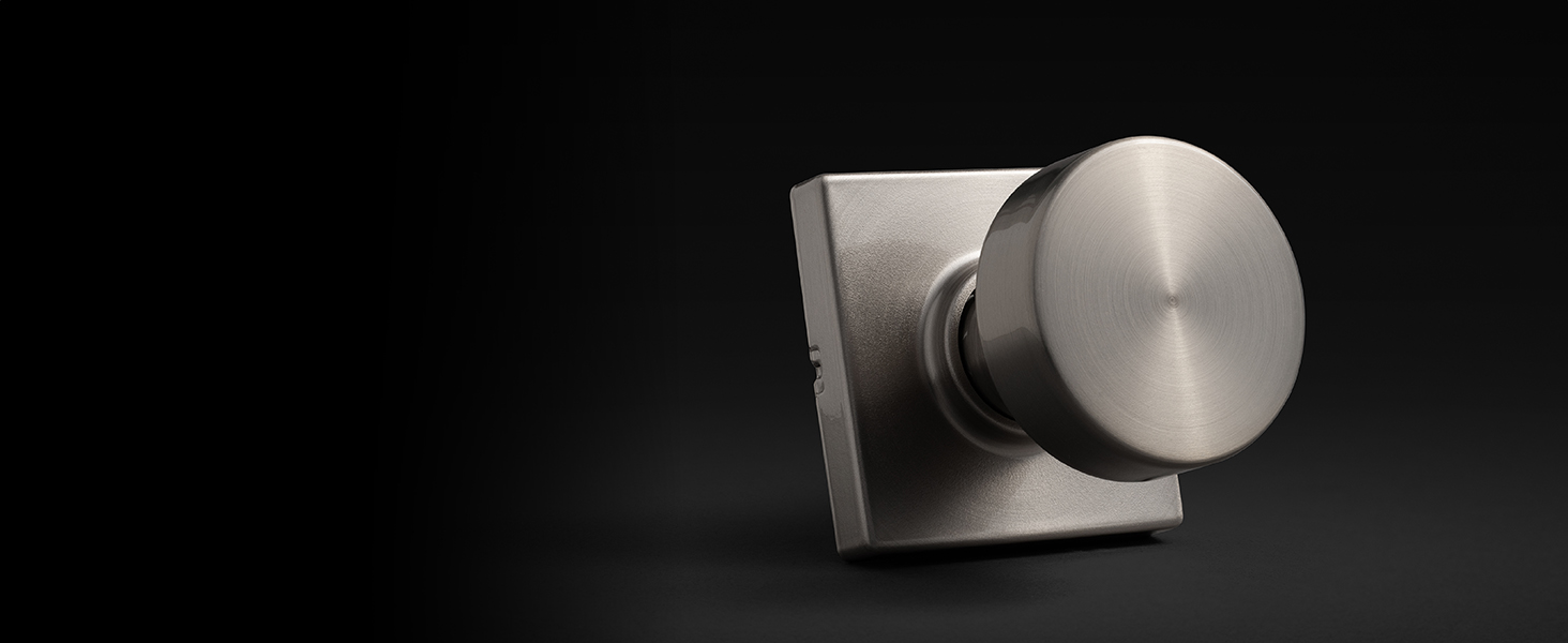 Satin nickel Pismo knob with a square rosette