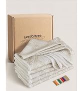 Leetaltree Woven Cotton-Linen Blend Napkins(Beige,Set of 6) | Linen Lyocell Blend, Diamond Weave,...
