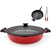 AIKENBBKK Saute Pan with Lid, Frying Pans Nonstick,14 Inch Deep Frying Pan, Large Skillet with 2 ...