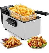 SUSTEAS 3 Liter/2.7QT Electric Deep Fryer, 1500W, Timer Control, Adjustable Temperature, Lid with...
