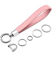 MECHCOS Car Key Fob Keychain Holder Genuine Leather Wristlet Loop Key Chain Circle Carabiner Clip...