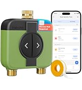 meross WiFi Water Timer for Garden Hose, 2 Zone WiFi Hose Timer with Brass Inlet and Outlet, WiFi...