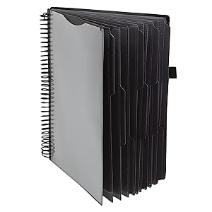 Black spiral organizer with pockets