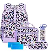 Choco Mocha Cheetah Backpack School Backpack Set for Girls, Kids Backpacks and Lunch Box Set with...