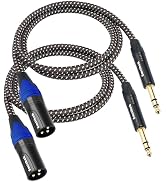 Smithok 2Pack 1/4" to XLR Cable,Heavy Duty Nylon Braided,Gold Plated Plug,Balanced 1/4" TRS to XL...