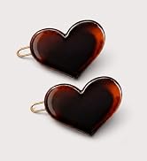 Parcelona Small Heart Cellulose Snap Hair Clips for Girls 1.75 Inch Tortoise Shell Tige Boule Bar...