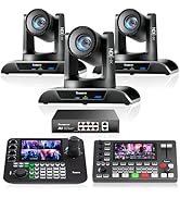 Tenveo PTZ Bundle/Kits - 20X 4K AI Auto-Tracking NDI PTZ Camera(*3) with HDMI/USB3.0/LAN(PoE), 7’...