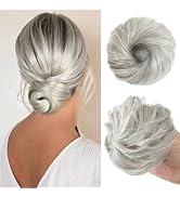 CJL HAIR 2PCs Small Cute Messy Bun Hair Piece for Thin Hair Women Mini Synthetic Curly Bun Scrunc...