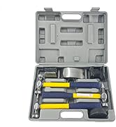 TEXALAN 7 PC Auto Body Fender Repair Tool Hammer & Dolly Set Dent Bender Fiberglass handle plasti...