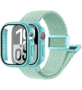Braided Band and Case for Kids Apple Watch Band SE3/SE2/SE & Series 9/8/7/6/5/4/3/2/1, Adjustable...